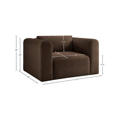 Shaggy Brown Corduroy Performance Fabric Arm Chair