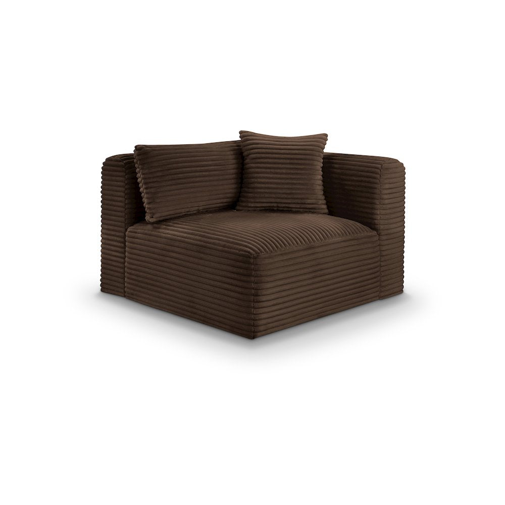 Shaggy Brown Corduroy Performance Fabric Corner Chair