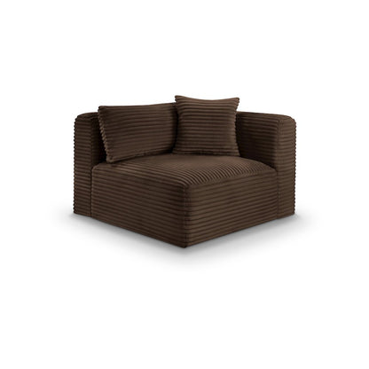 Shaggy Brown Corduroy Performance Fabric Corner Chair