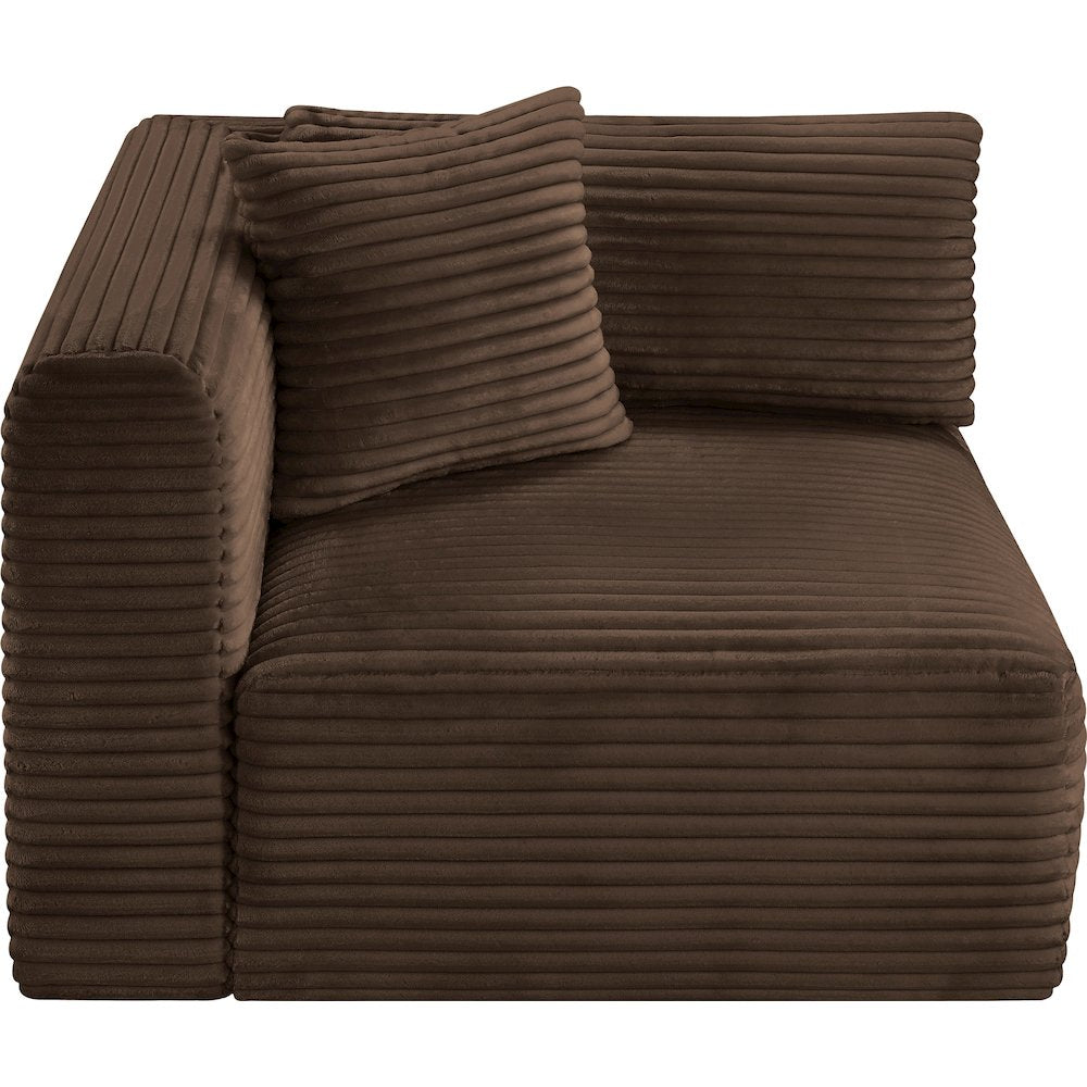 Shaggy Brown Corduroy Performance Fabric Corner Chair
