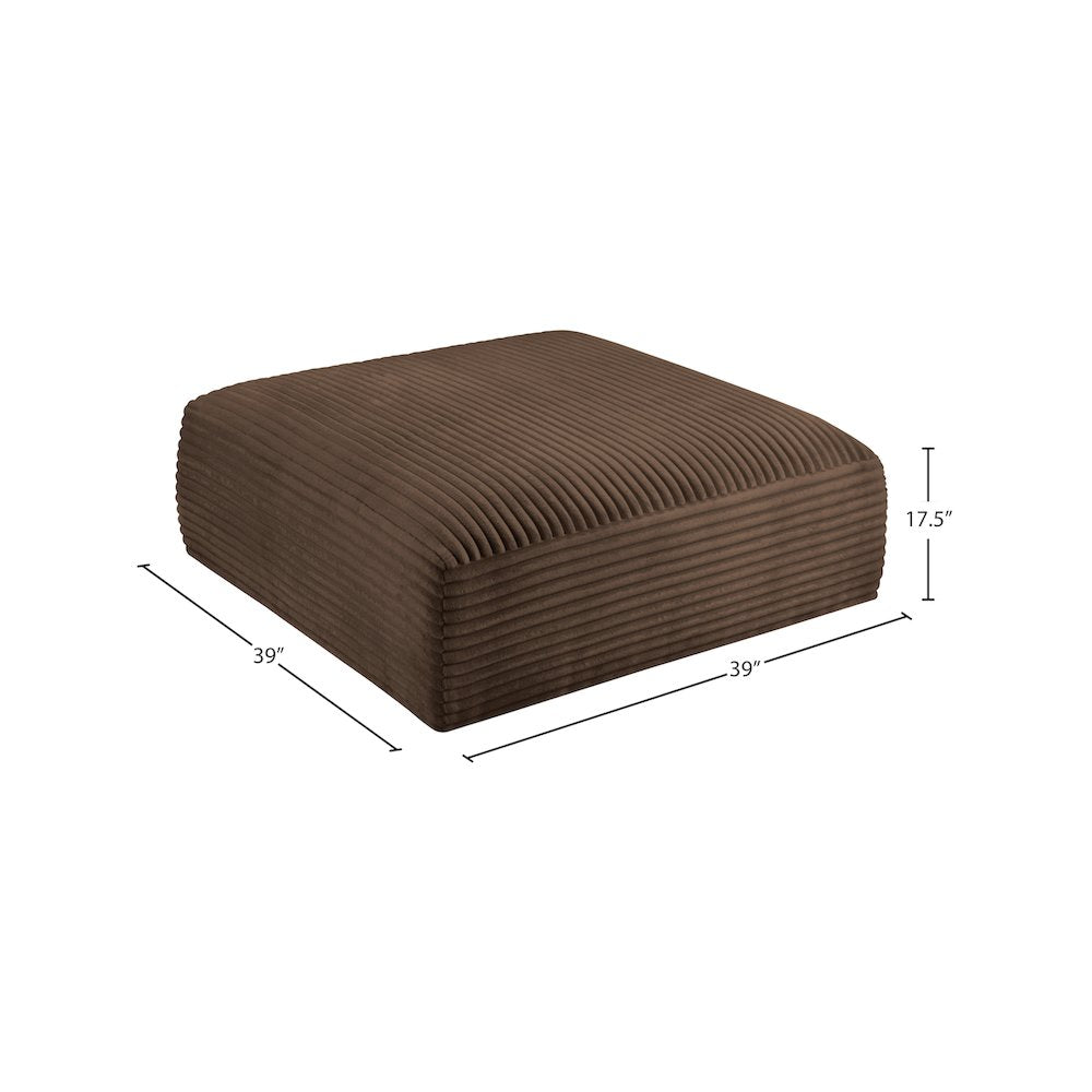 Shaggy Brown Corduroy Performance Fabric Ottoman
