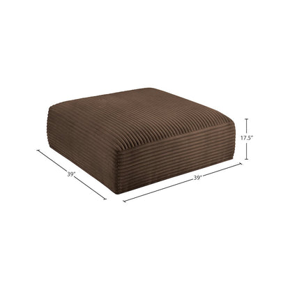 Shaggy Brown Corduroy Performance Fabric Ottoman