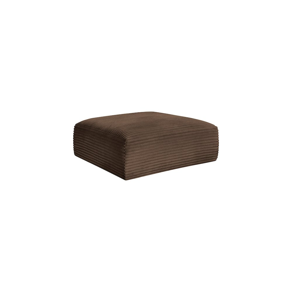 Shaggy Brown Corduroy Performance Fabric Ottoman