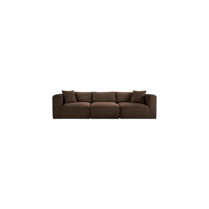 Shaggy Brown Corduroy Performance Fabric Modular Sofa