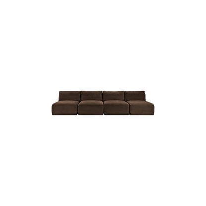 Shaggy Brown Corduroy Performance Fabric Modular Sofa