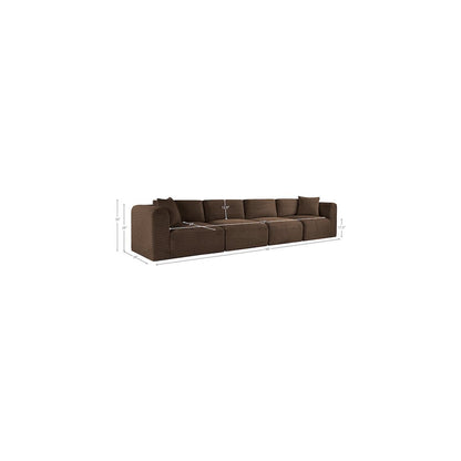 Shaggy Brown Corduroy Performance Fabric Modular Sofa