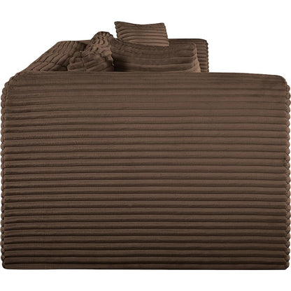 Shaggy Brown Corduroy Performance Fabric Modular Sofa