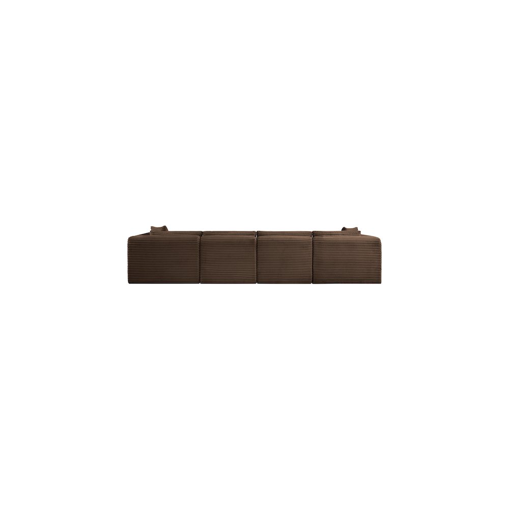 Shaggy Brown Corduroy Performance Fabric Modular Sofa