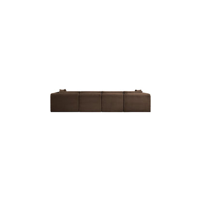 Shaggy Brown Corduroy Performance Fabric Modular Sofa