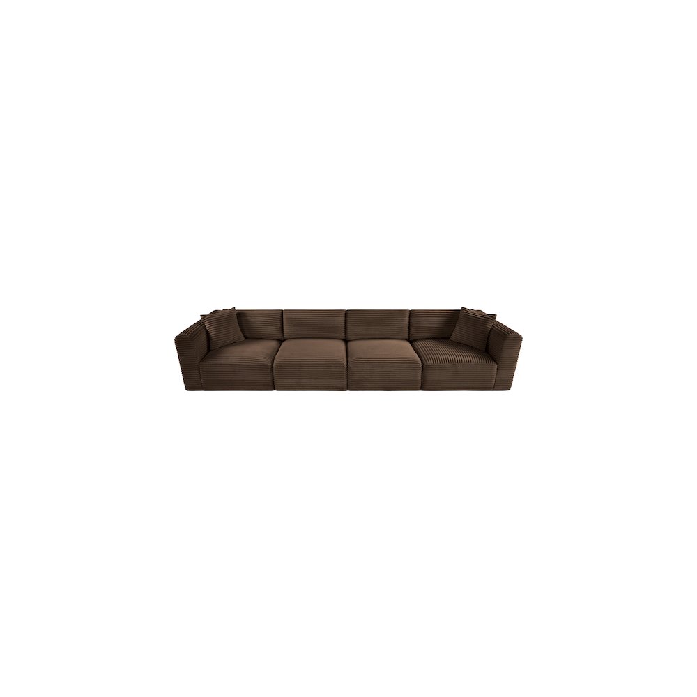 Shaggy Brown Corduroy Performance Fabric Modular Sofa