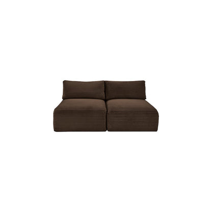 Shaggy Brown Corduroy Performance Fabric Modular Sofa