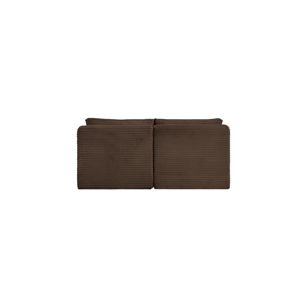Shaggy Brown Corduroy Performance Fabric Modular Sofa