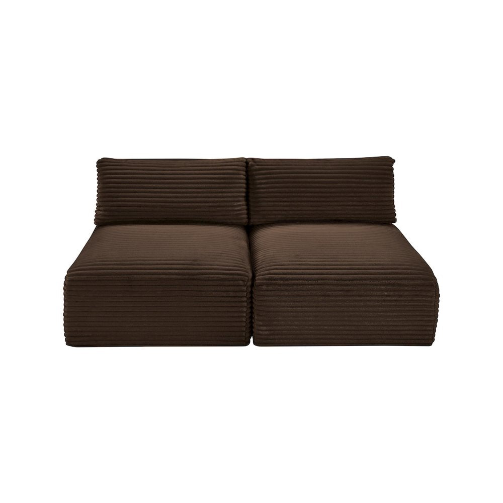 Shaggy Brown Corduroy Performance Fabric Modular Sofa