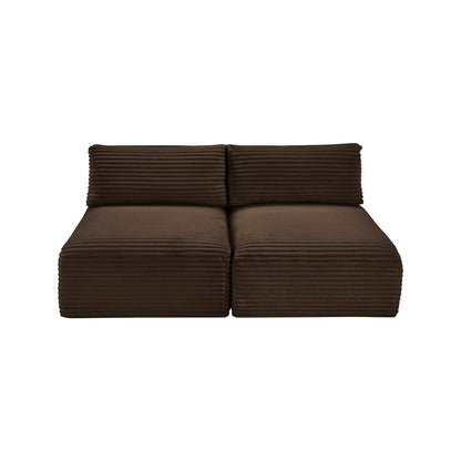 Shaggy Brown Corduroy Performance Fabric Modular Sofa