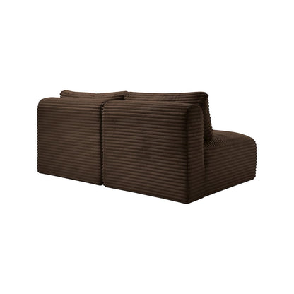 Shaggy Brown Corduroy Performance Fabric Modular Sofa