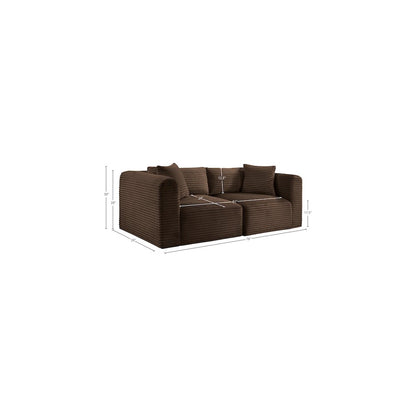 Shaggy Brown Corduroy Performance Fabric Modular Sofa