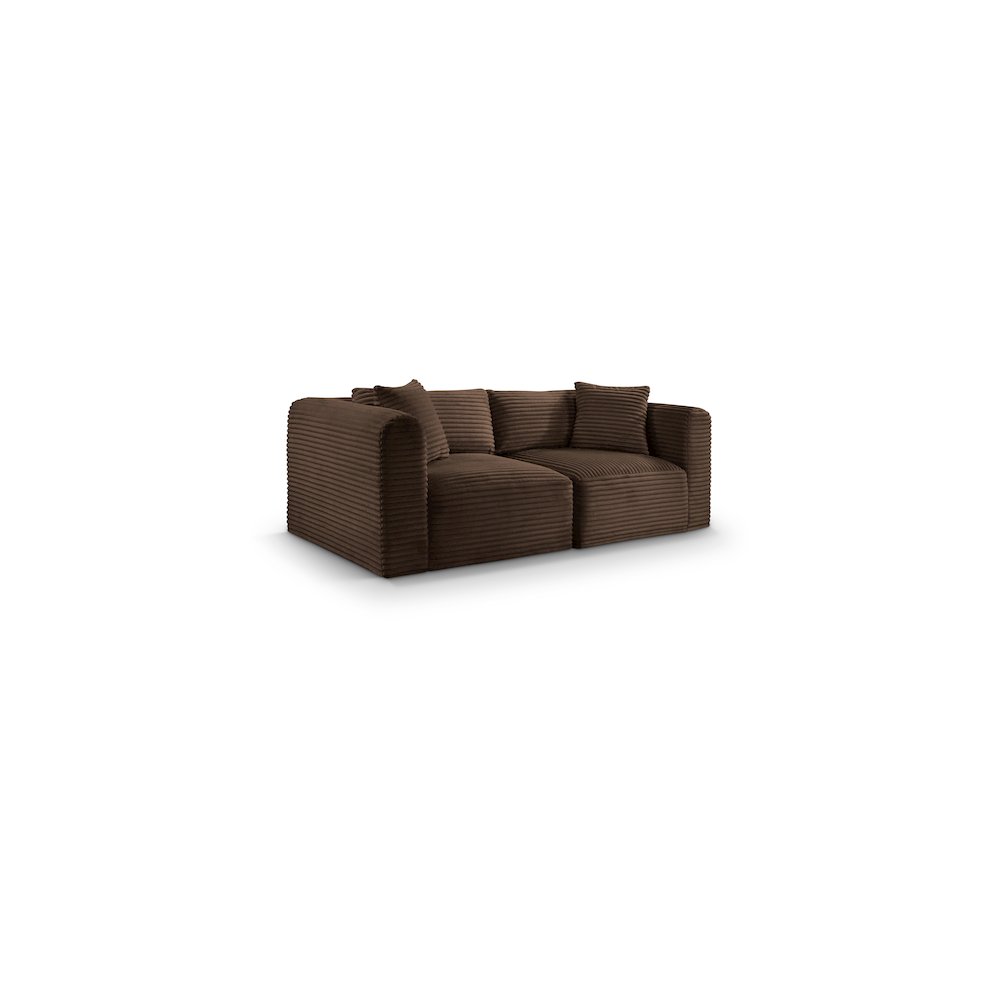 Shaggy Brown Corduroy Performance Fabric Modular Sofa