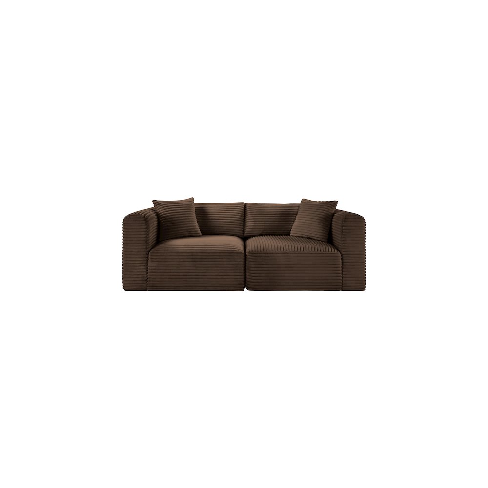Shaggy Brown Corduroy Performance Fabric Modular Sofa