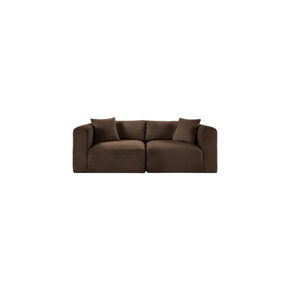 Shaggy Brown Corduroy Performance Fabric Modular Sofa