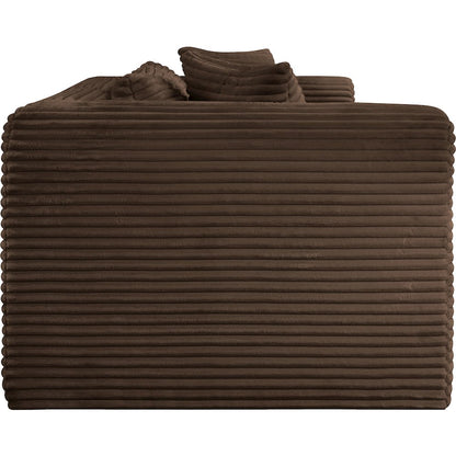Shaggy Brown Corduroy Performance Fabric Modular Sofa