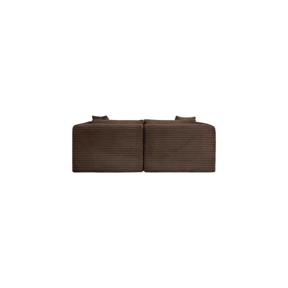 Shaggy Brown Corduroy Performance Fabric Modular Sofa