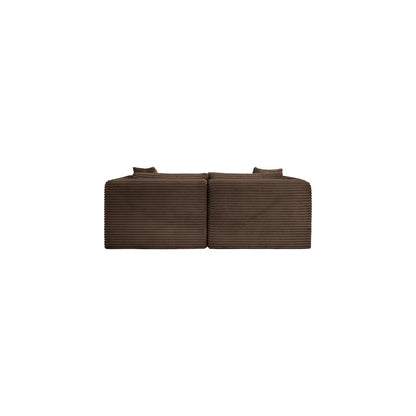 Shaggy Brown Corduroy Performance Fabric Modular Sofa