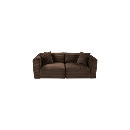 Shaggy Brown Corduroy Performance Fabric Modular Sofa