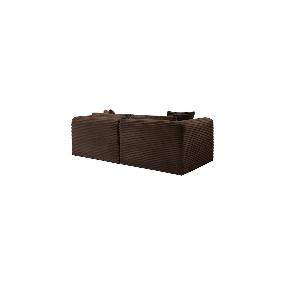 Shaggy Brown Corduroy Performance Fabric Modular Sofa
