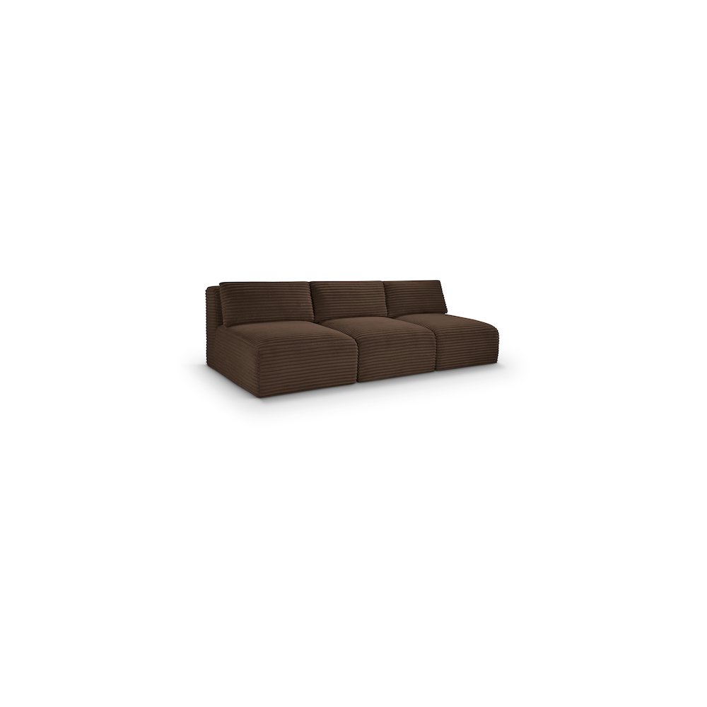 Shaggy Brown Corduroy Performance Fabric Modular Sofa