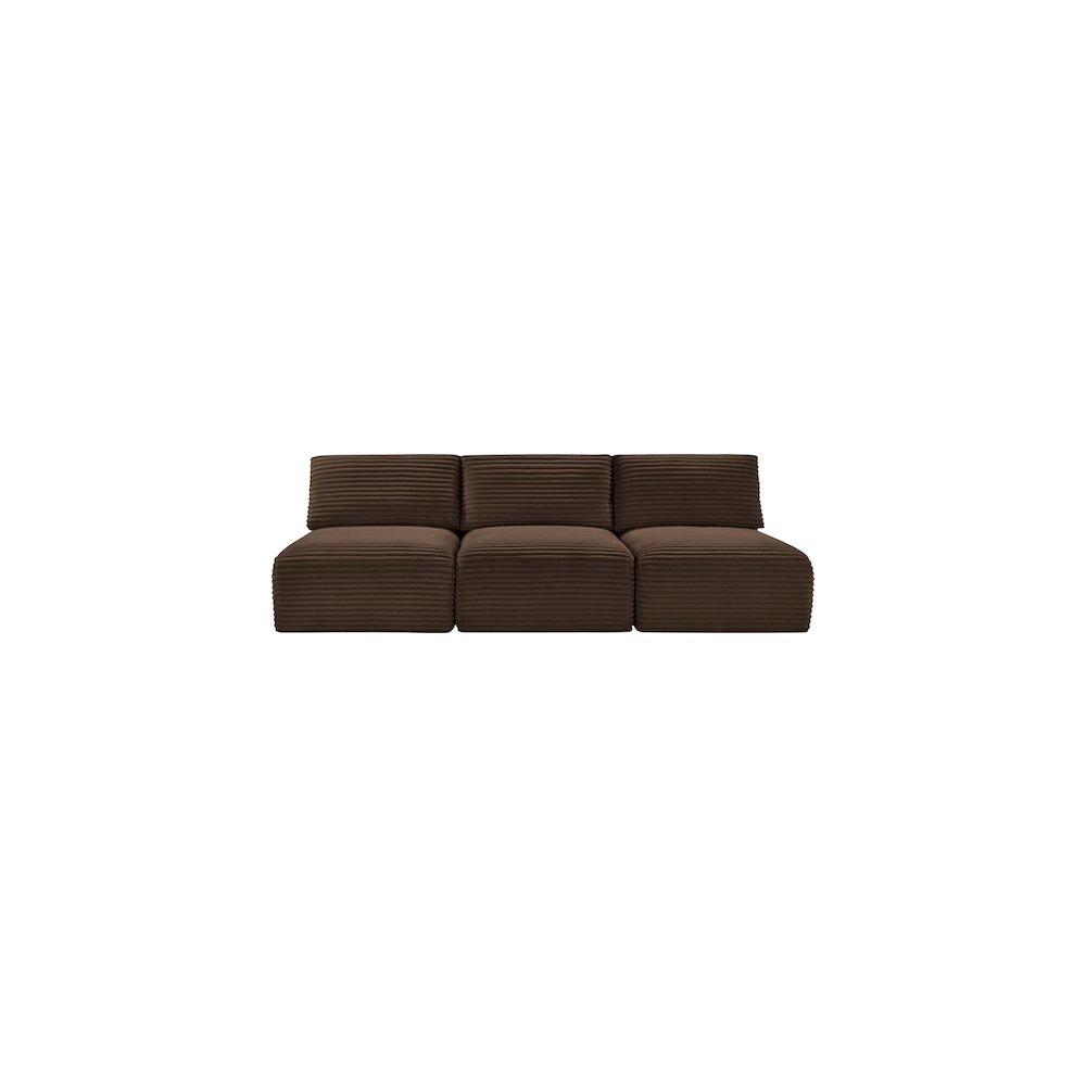Shaggy Brown Corduroy Performance Fabric Modular Sofa