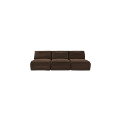 Shaggy Brown Corduroy Performance Fabric Modular Sofa
