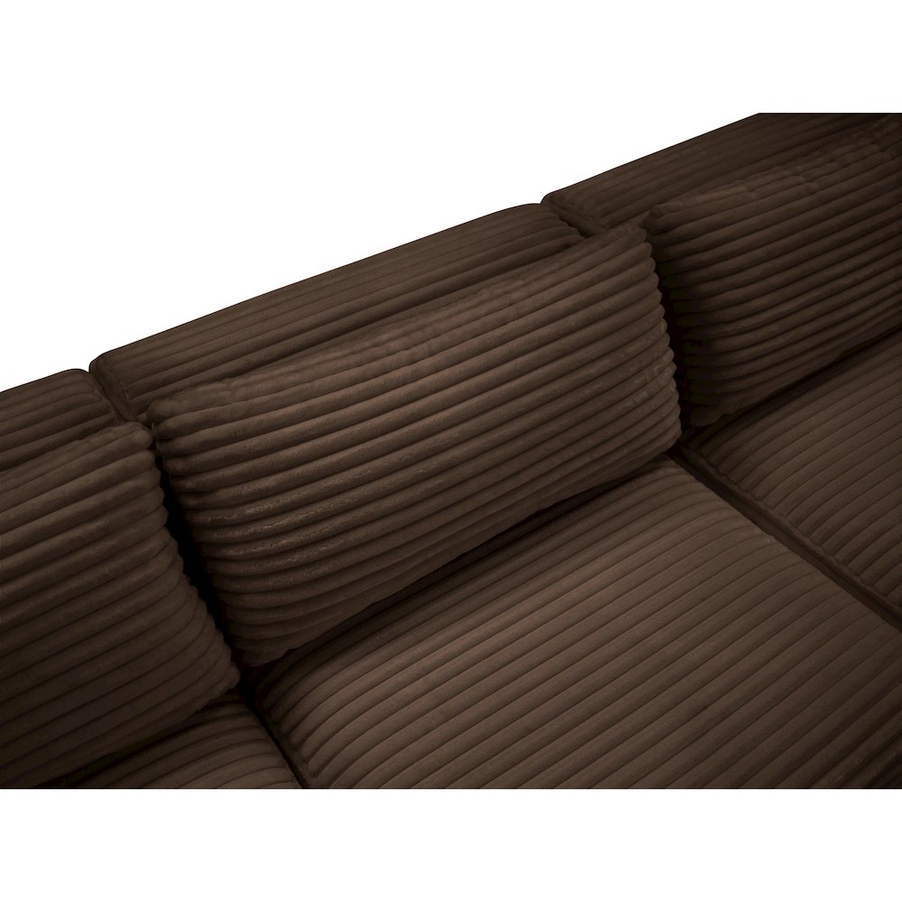Shaggy Brown Corduroy Performance Fabric Modular Sofa
