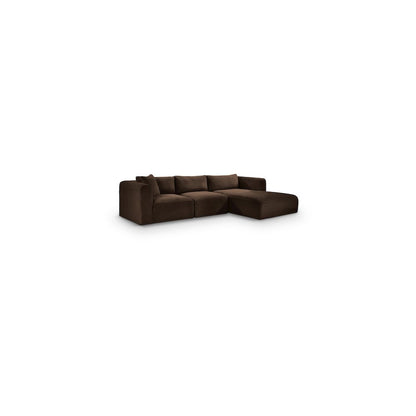 Shaggy Brown Corduroy Performance Fabric Modular Sectional