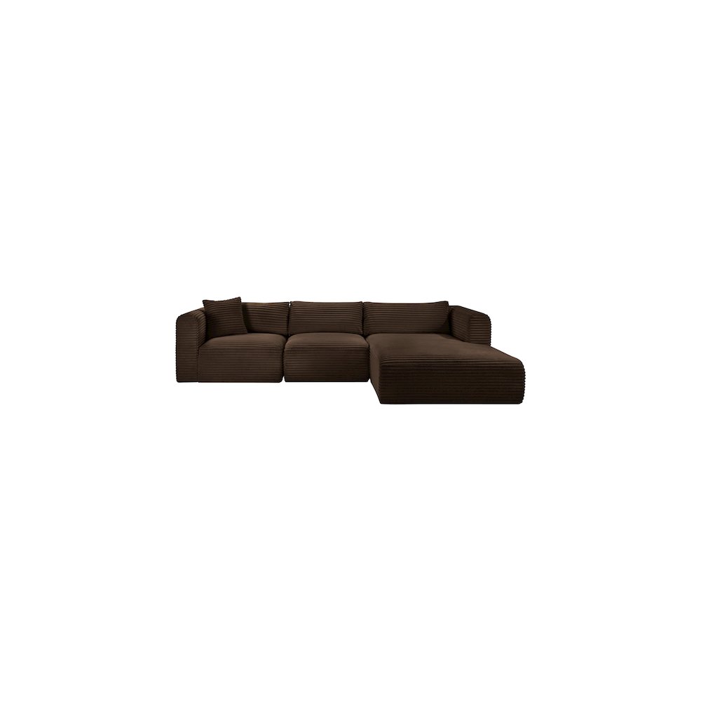 Shaggy Brown Corduroy Performance Fabric Modular Sectional