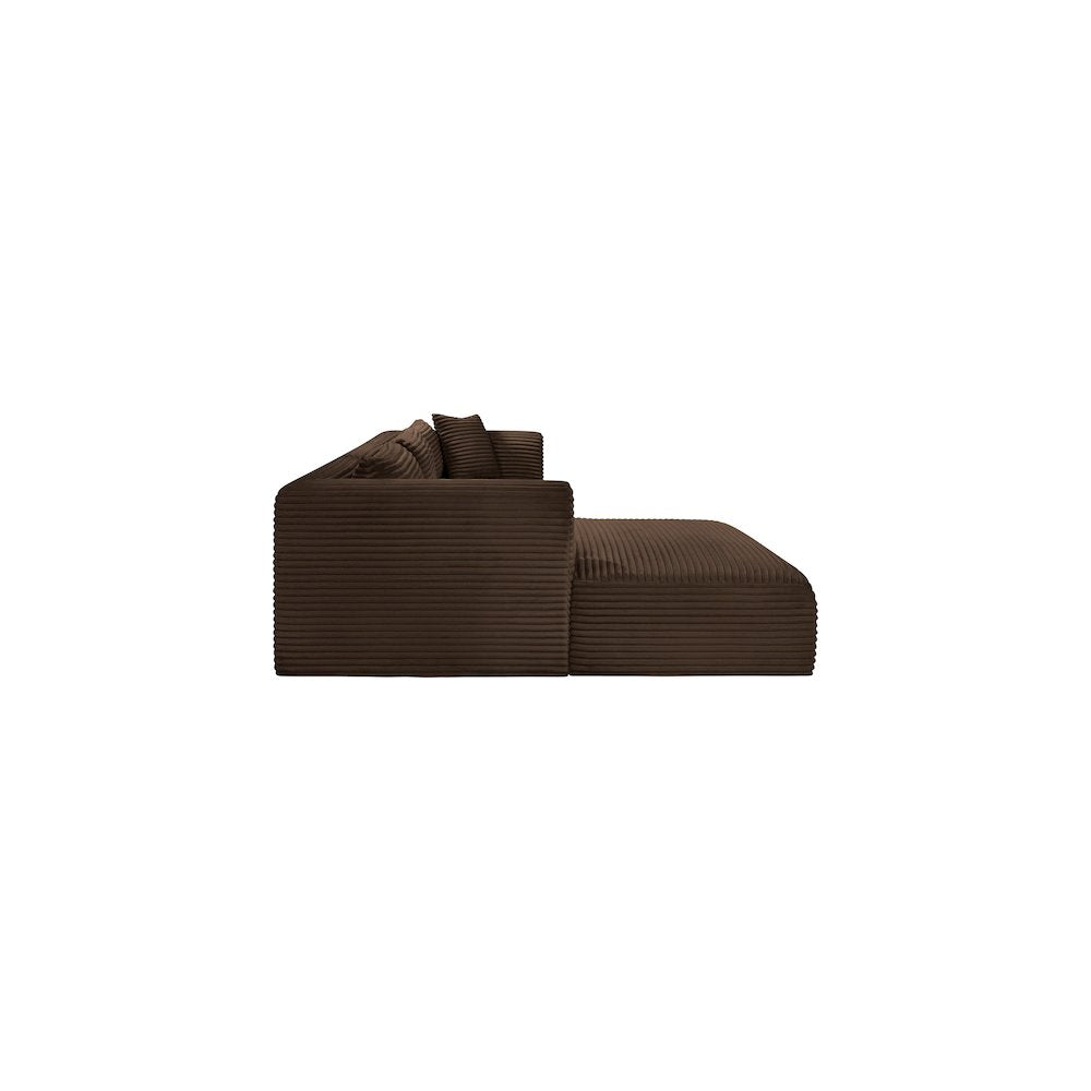 Shaggy Brown Corduroy Performance Fabric Modular Sectional