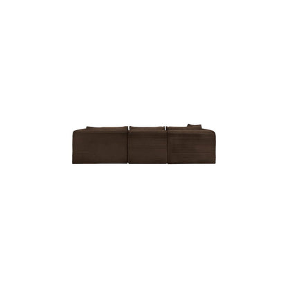 Shaggy Brown Corduroy Performance Fabric Modular Sectional