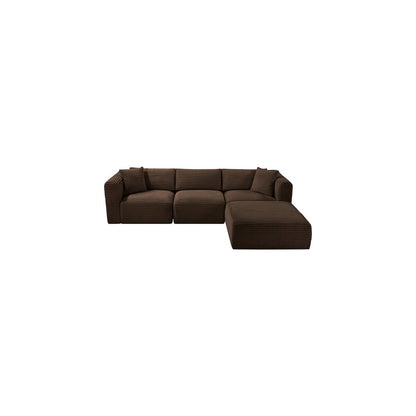Shaggy Brown Corduroy Performance Fabric Modular Sectional