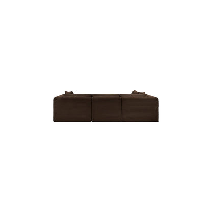 Shaggy Brown Corduroy Performance Fabric Modular Sectional