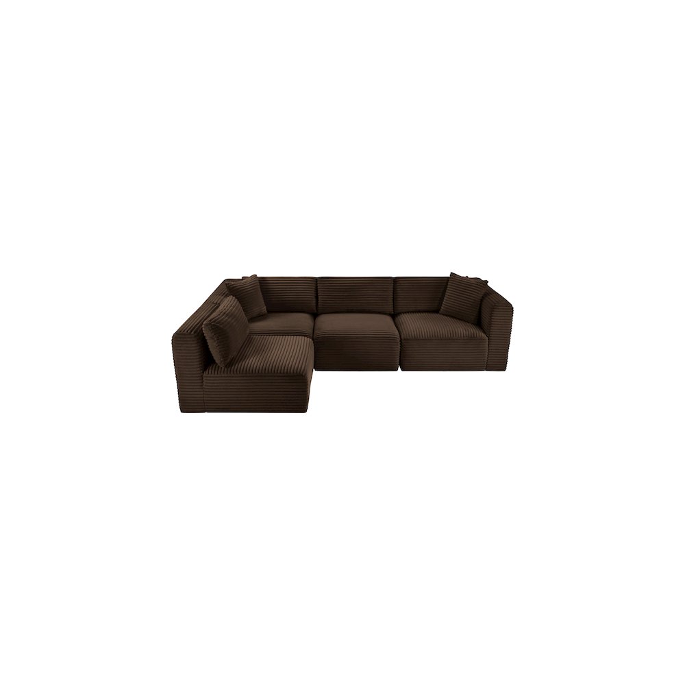 Shaggy Brown Corduroy Performance Fabric Modular Sectional