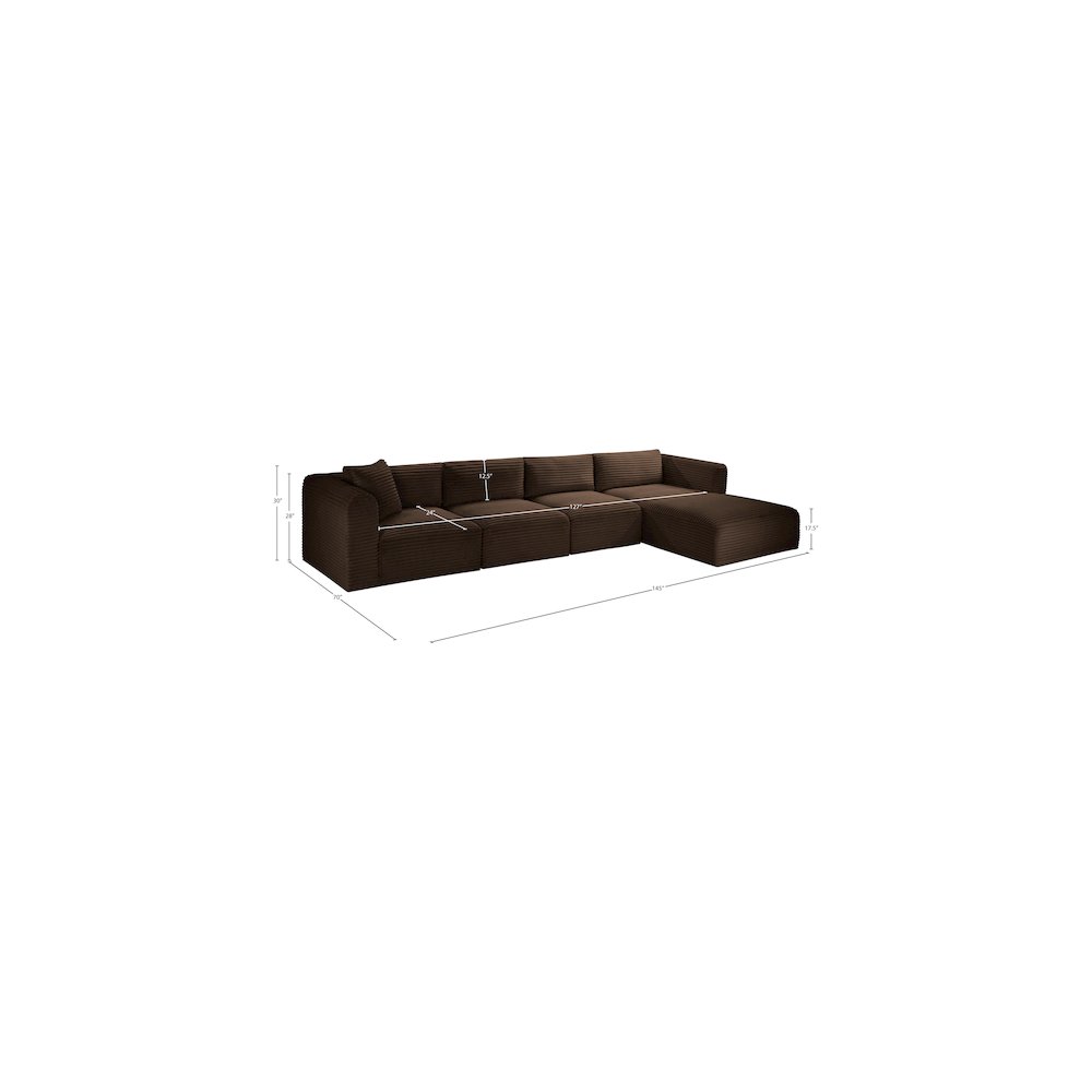 Shaggy Brown Corduroy Performance Fabric Modular Sectional