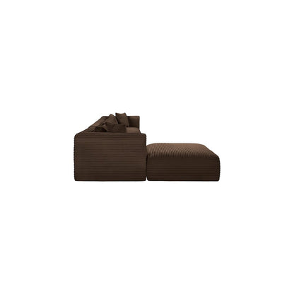 Shaggy Brown Corduroy Performance Fabric Modular Sectional