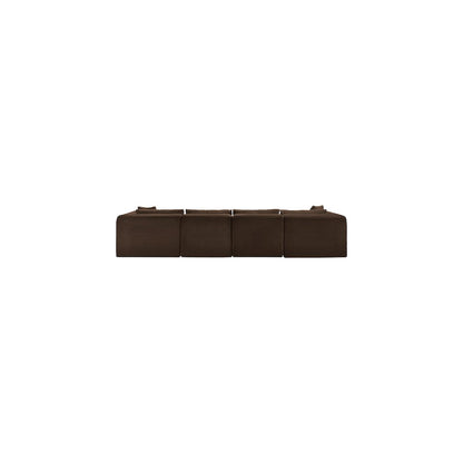Shaggy Brown Corduroy Performance Fabric Modular Sectional