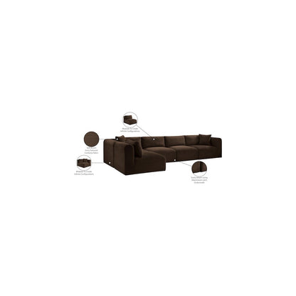 Shaggy Brown Corduroy Performance Fabric Modular Sectional