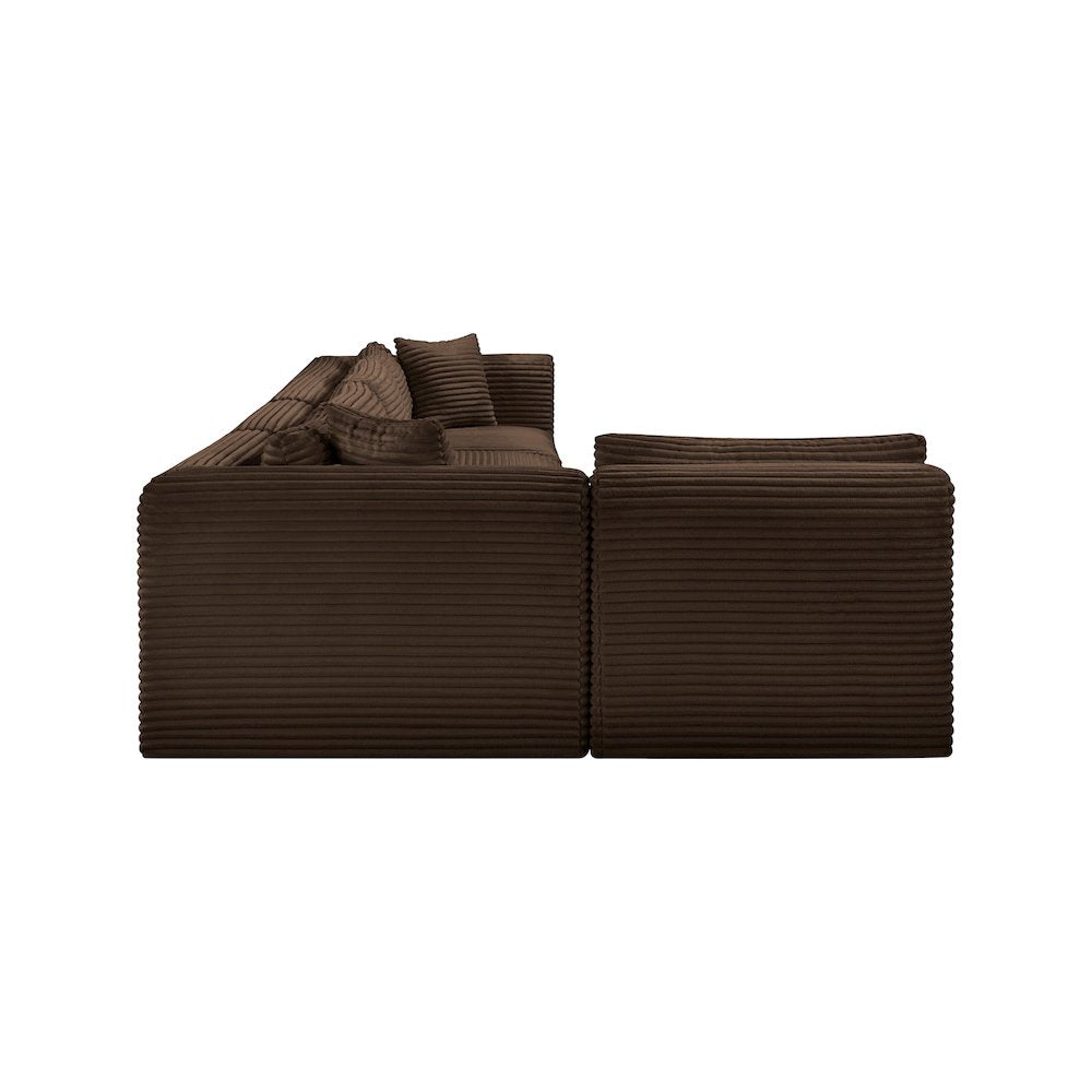 Shaggy Brown Corduroy Performance Fabric Modular Sectional