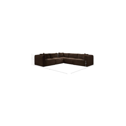 Shaggy Brown Corduroy Performance Fabric Modular Sectional