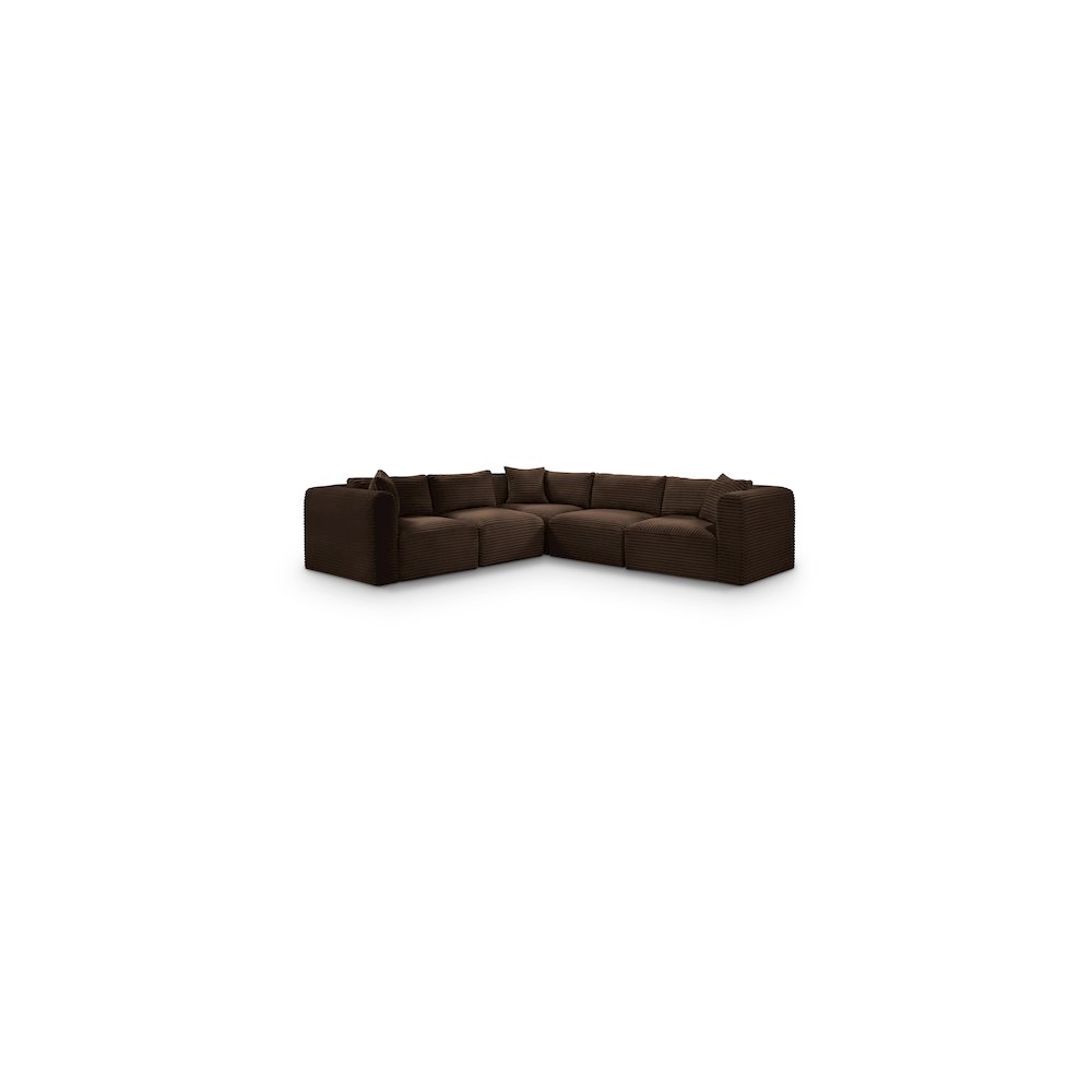 Shaggy Brown Corduroy Performance Fabric Modular Sectional