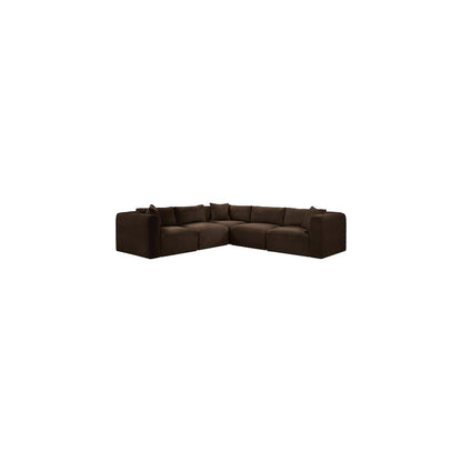 Shaggy Brown Corduroy Performance Fabric Modular Sectional