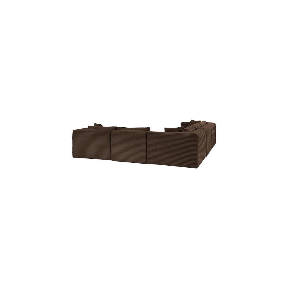 Shaggy Brown Corduroy Performance Fabric Modular Sectional