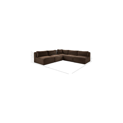 Shaggy Brown Corduroy Performance Fabric Modular Sectional
