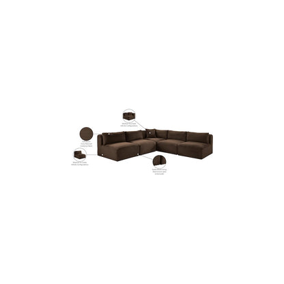 Shaggy Brown Corduroy Performance Fabric Modular Sectional